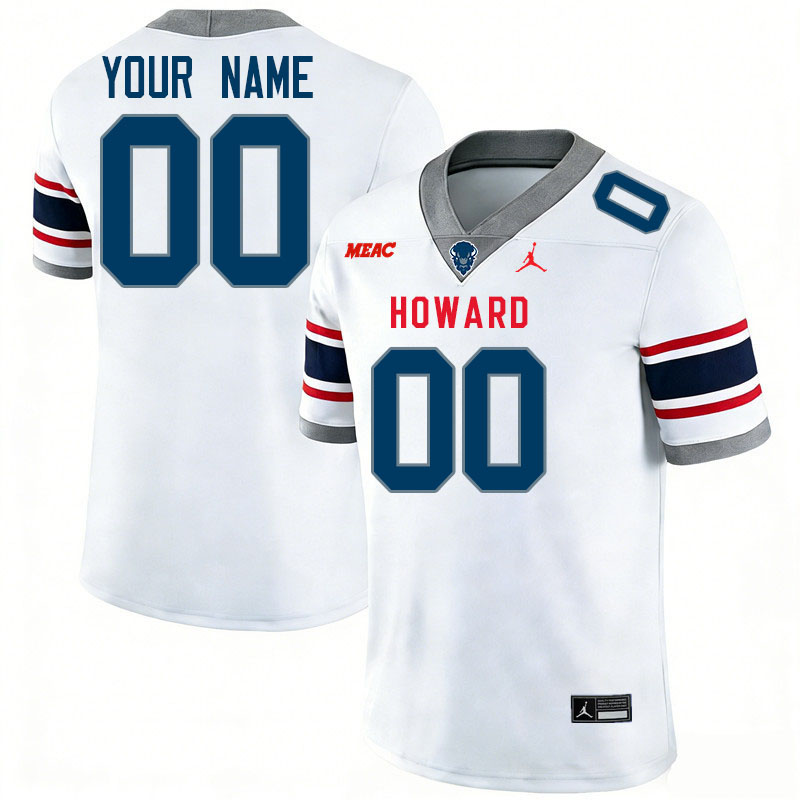 Custom Howard Bison Name And Number College Football Jerseys,Uniforms-White